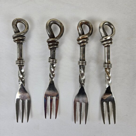 Set of 4 Stainless Steel Forks Small Size Appetizers Desserts Condiments - Picture 1 of 5